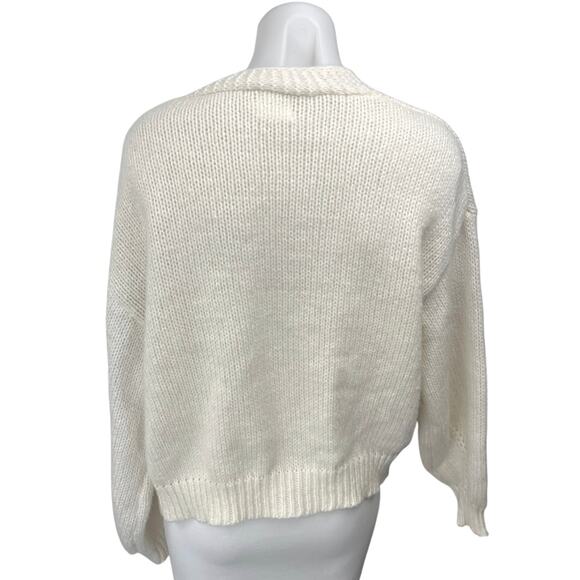 Luna Ivy Women's Cream Multicolor 3D Butterfly Open Cardigan Sweater Top Size S - Picture 2 of 5